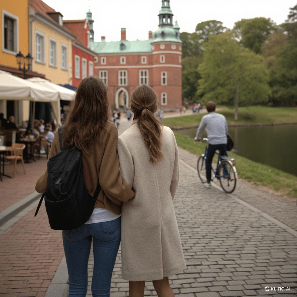 Un couple explore les rues pavées de Copenhague, entouré de bâtiments colorés et de cafés animés. Au loin, le majestueux château de Rosenborg se dresse, tandis que des vélos passent à proximité. Plus tard, ils se retrouvent dans une vaste forêt danoise, près d'un lac paisible entouré de verdure. L'atmosphère est harmonieuse, mêlant la modernité urbaine et la tranquillité naturelle du Danemark, pour un voyage sur mesure entre ville et nature.